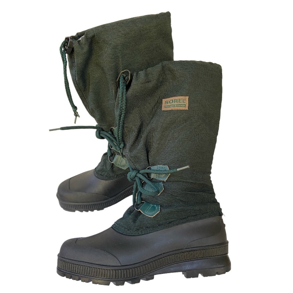 Sorel Dark Green Felt Lined Over Calf Weather Boots Waterproof Size 9